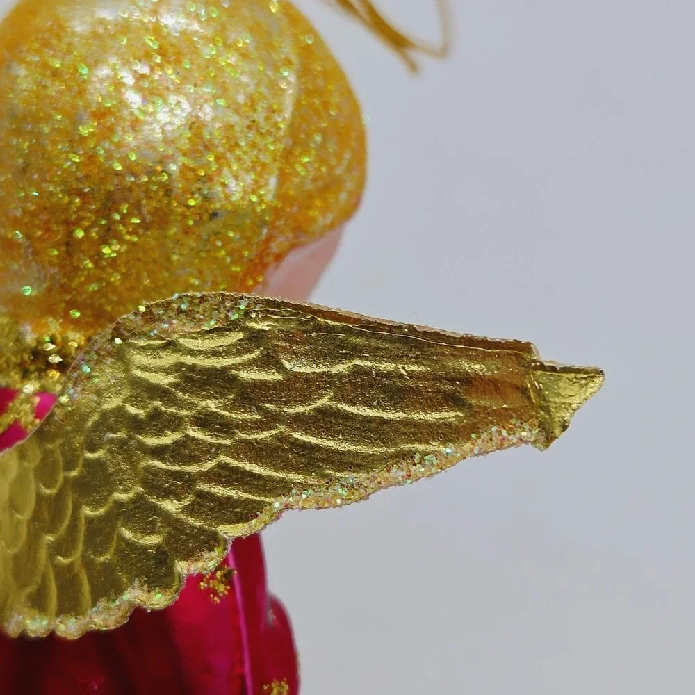 VTG Kneeling Praying Angel Blown Glass Christmas Tree Ornament 4